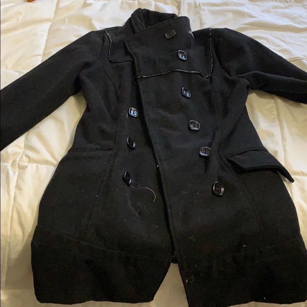 Black fancy winter coat buttons